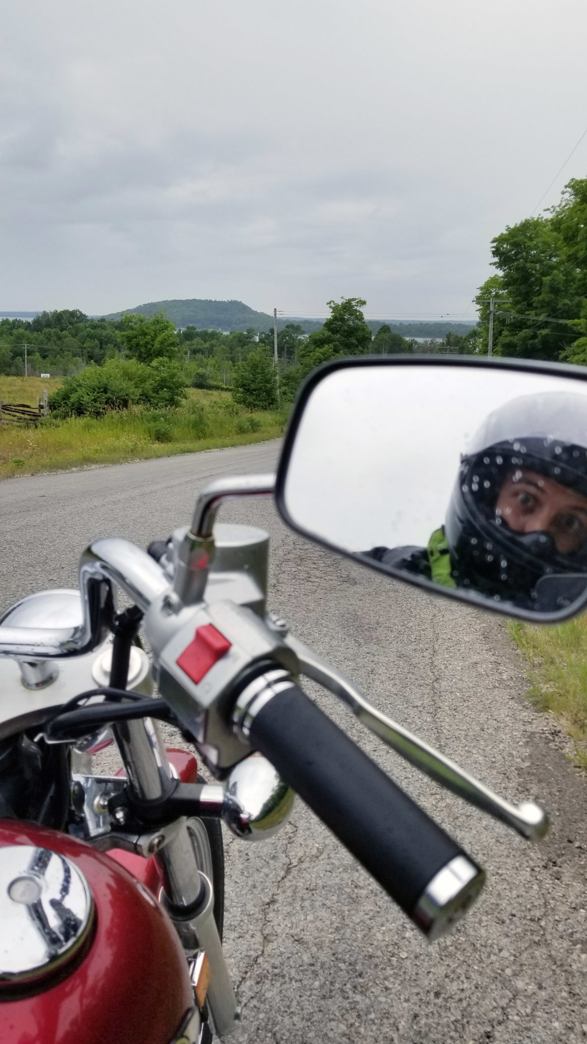 motorcycle manatoulin island rain shot photography